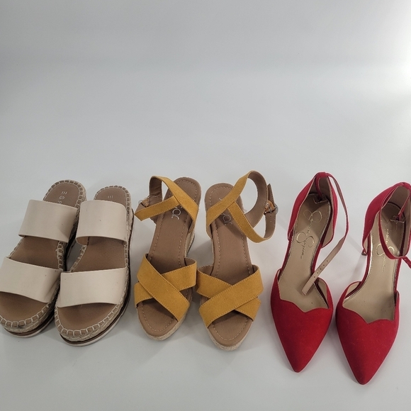 Chic Sandals and Heels Bundle of 3 pair Cream, Yellow, Red  Size 8.5 - Picture 1 of 9